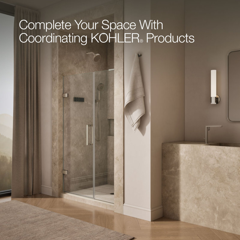 Composed 4646-3/4-In W X 71-1/2-In H Frameless Pivot Shower Door With 3/8-In Crystal Clear Glass And Back-To-Back Vertical Door Pulls