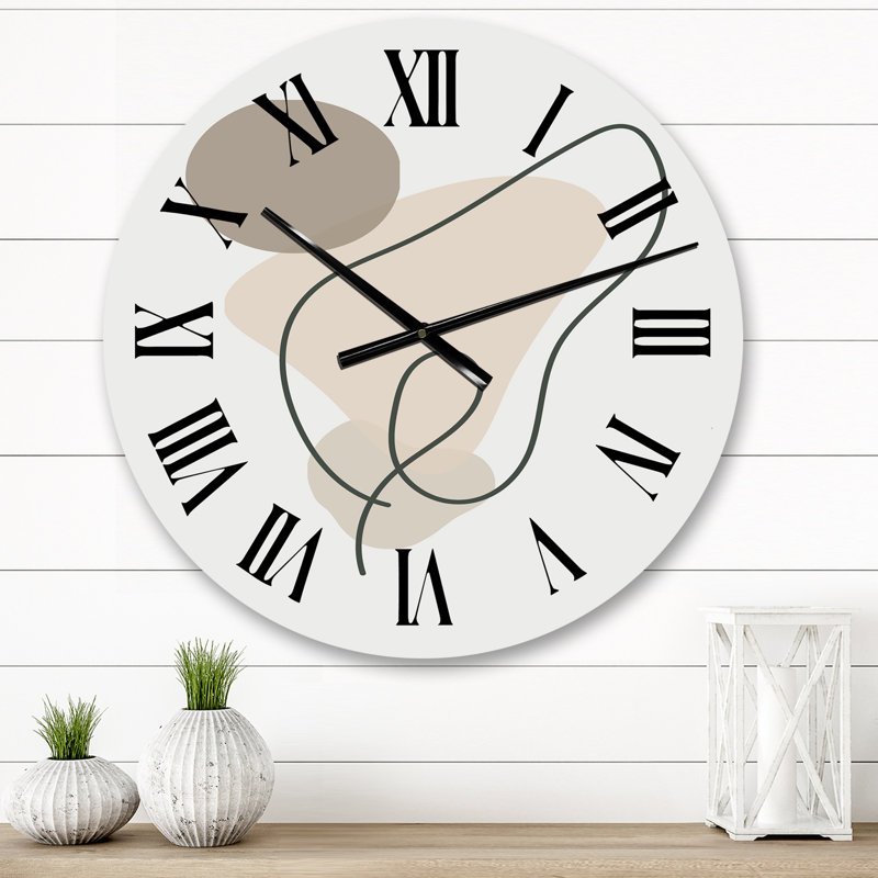 Horloge murale Coral Green Minimalist Leaves IV, Petit
