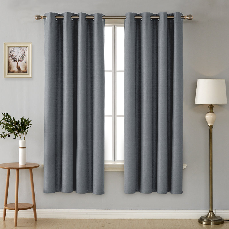 Aasia Blackout Curtain Pair, 117 W x 138 D cm, Grey