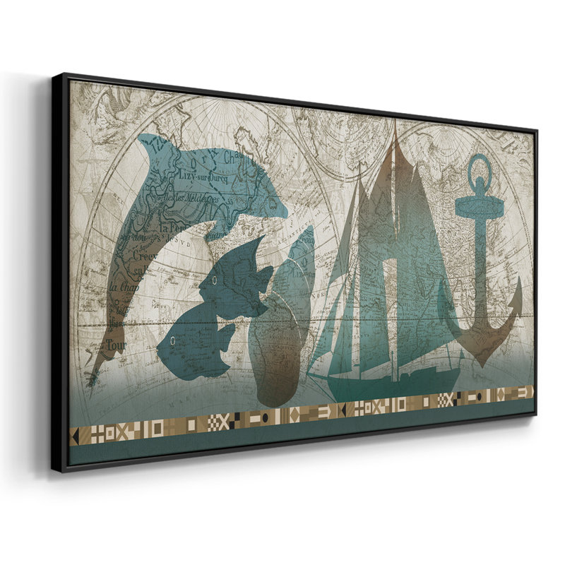 To the Sea - Toile tendue avec châssis tendue, prête à être accrochée, H 21 po x l 41 po, Noir, noir, noir, noir