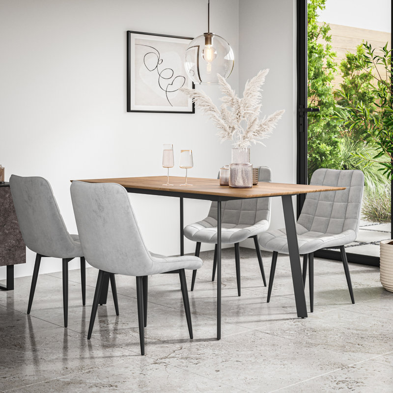 Danyll 6 - Person Dining Set, Oak/Black/Grey