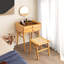 Tabouret de meuble-lavabo, repose-pieds en bambou avec siège en rotin, patins antidérapants, banc de maquillage pour fauteuil de chambre à coucher, capacité de 265 lb, 15 po x 16 po x 17 po
