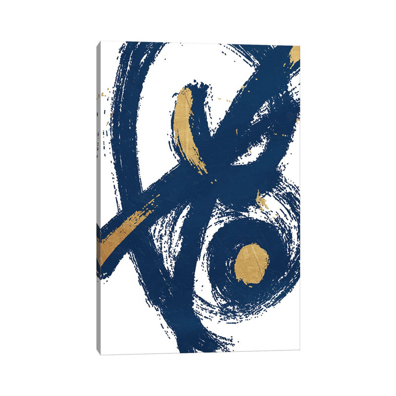 Jaidens Swirl Blue by On Rei - Wrapped Canvas Rectangle Print, 66.04 cm H x 45.72 cm W x 1.91 cm D