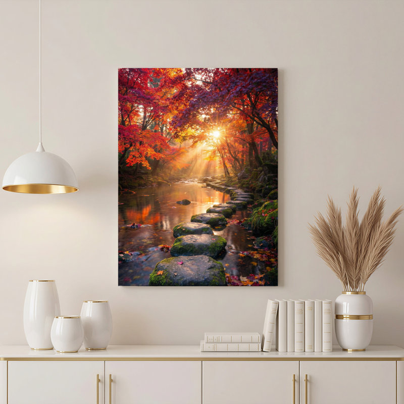 Art mural sur toile Gallery Wrap pour le salon, la chambre à coucher, le bureau ou le vestibule - Décoration murale décorative avec forêt d'automne