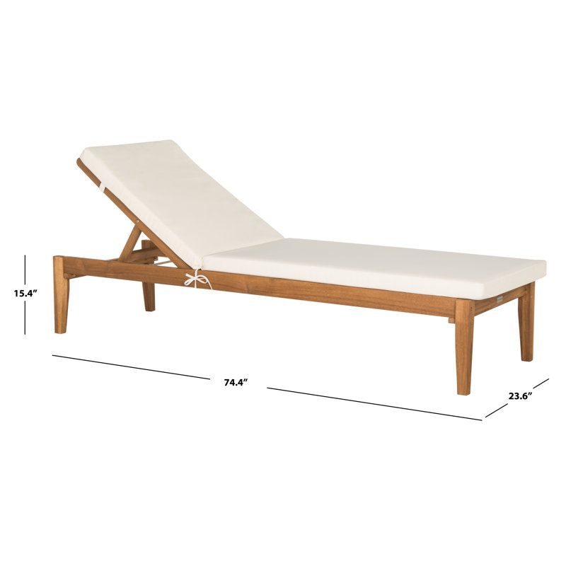 Arwen Outdoor Acacia Wood Chaise Lounge , Cushion Included, Natural