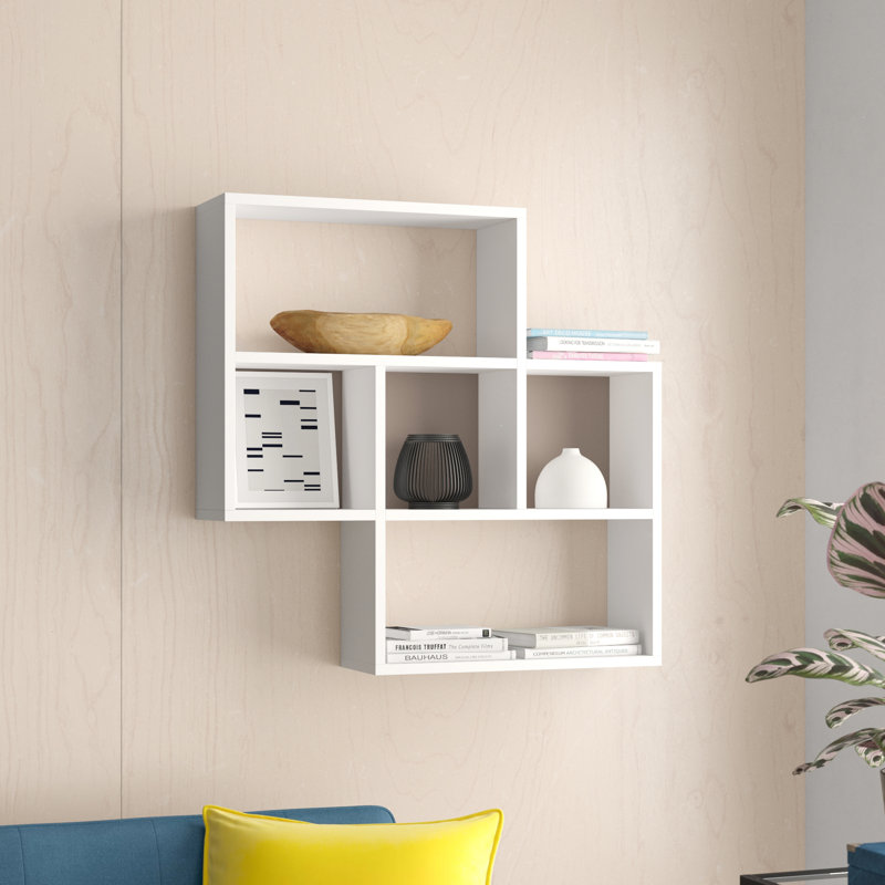 Charlesworth 3 Piece Square Floating Shelf, White/Light Mocha