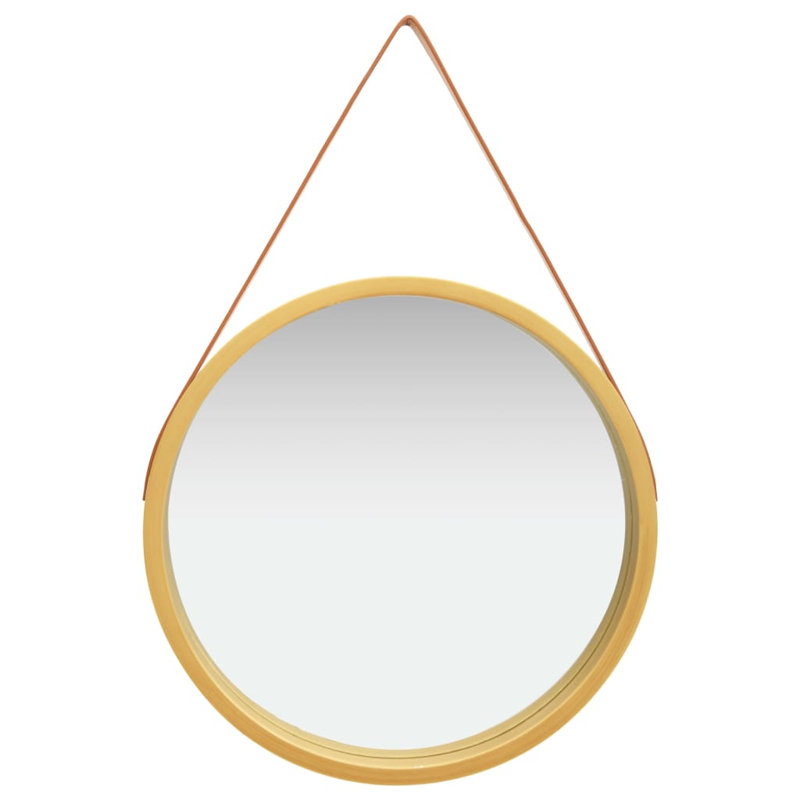 Hagood Wood Wall Mirror, Gold/Brown, 50cm H x 50cm W