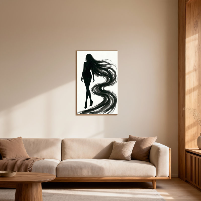 Silhouette abstraite, femme, cheveux longs, conception artistique fluide, H 24 po x l 16 po