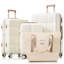 Ensemble de 4 valises, valise durable en ABS avec sac de voyage, porte-gobelet, valise rigide en ABS avec roulettes