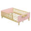 Lit d'enfant standard, lit plateforme en bois avec tête et pied de lit, rose-996003224