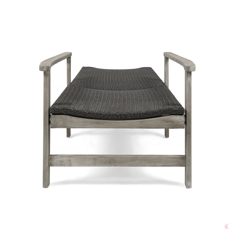 Chaise longue en bois et osier Hampton