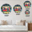 Petite horloge murale éclairée par des lanternes lumineuses-672759832