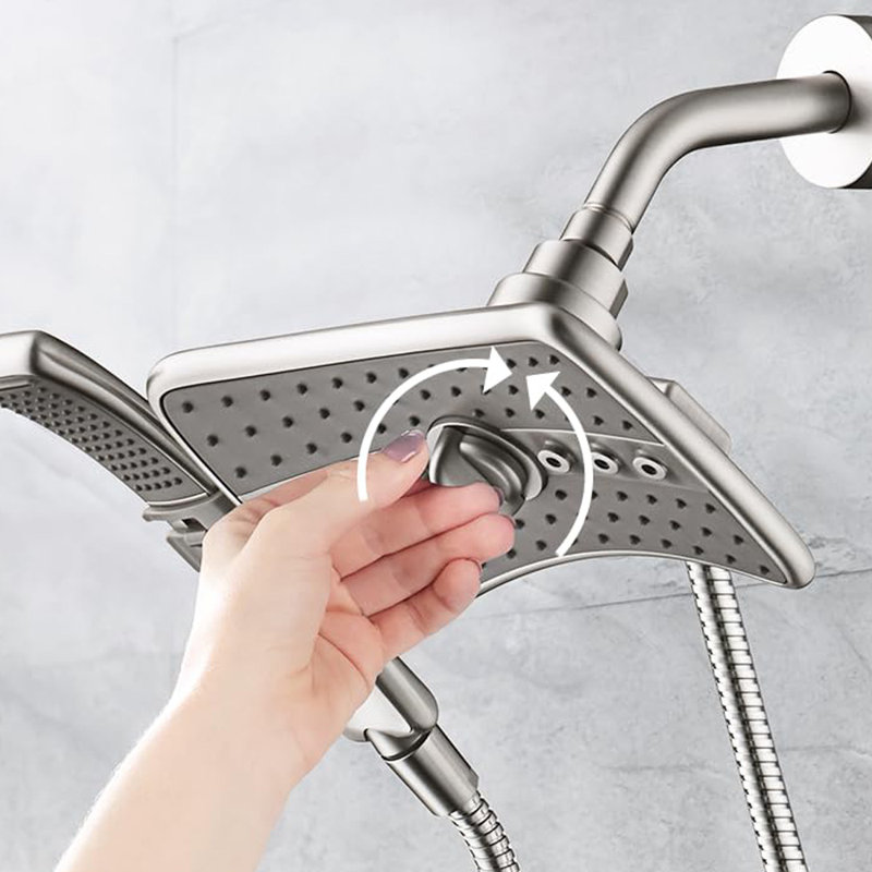1.8 GPM High Pressur Two Spray Setting Shower Heads Combo,With Two Spray Settings Handheld Shower Head, Brushed Nickel