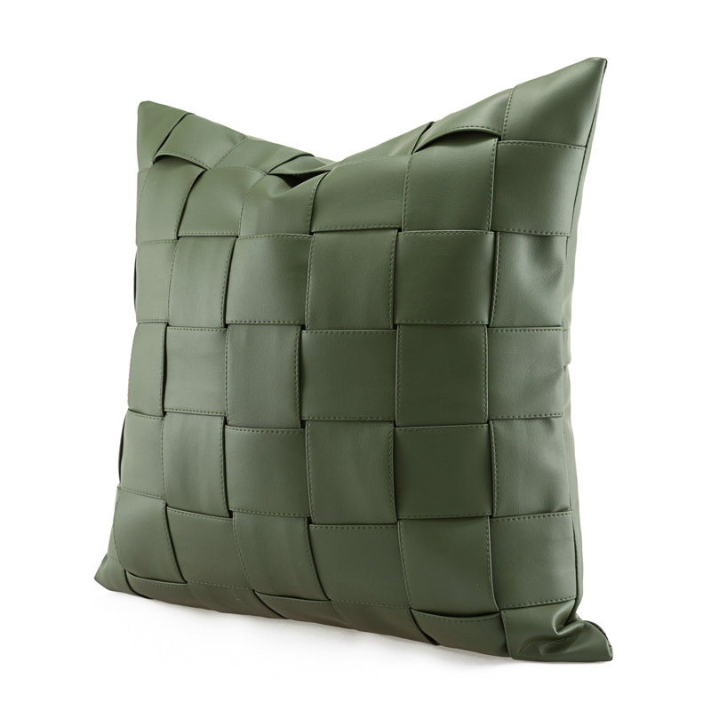 Housse de coussin en similicuir écossais, H 18 po x l 18 po, Carré