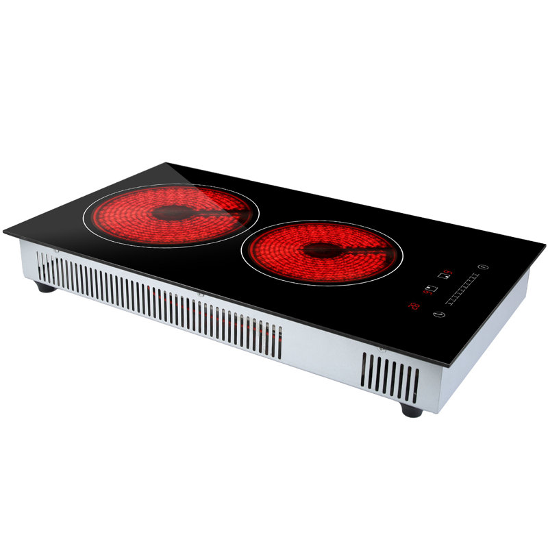 Dual Induction Burners Electric Cooktop 110V Total 1900W Electric Stove Built-in Electric Ceramic Stove with Timer Setting 9 Firepower Levels Over Hea