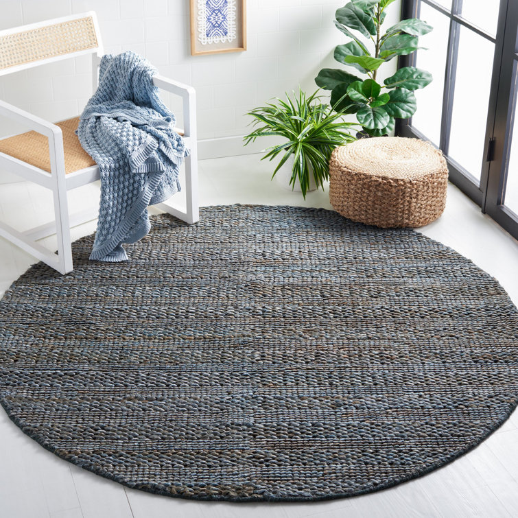 Tekla Natural Fiber Hand Woven Jute/Cotton Striped Rug in Gray