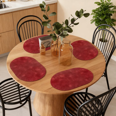 Ensemble de 4 napperons résistants à la chaleur, napperons lavables imperméables, napperons en cuir PU de qualité supérieure pour la cuisine et la salle à manger, élégant motif de litchi