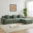 114" Corduroy Upholstered Sectional Sofa with Throw Pillows-120853856