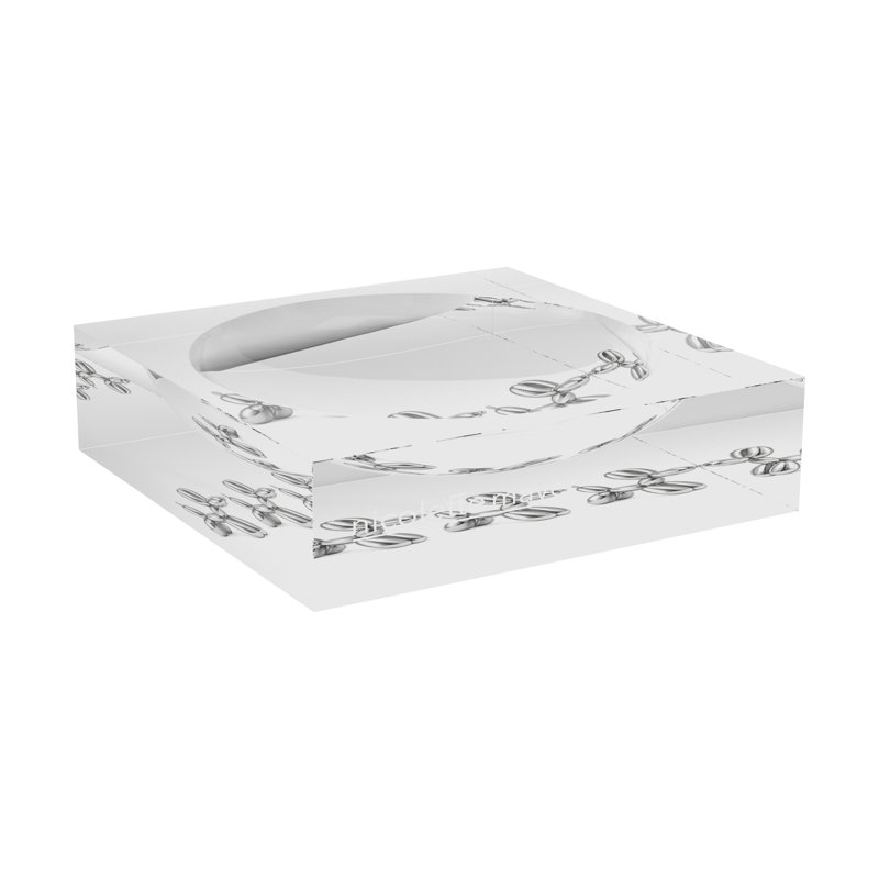Plat à chat en chrome chromé, L 8 po x P 8 po x H 2 po