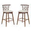 Tabouret de bar d'intérieur en bois, finition noyer avec revêtement beige, ensemble de 2-462383112