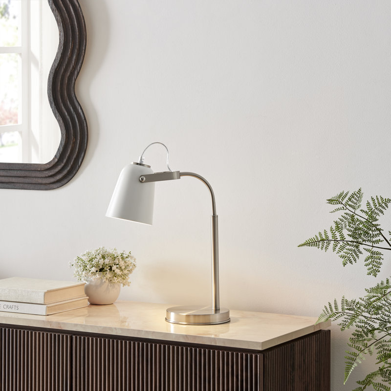 Rilley Slim Silver Polished Table Lamp With Adjustable Shade - Classic Anglepoise Style