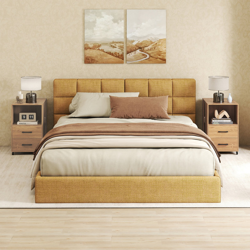 60cm W Manufactured Wood Bedside Table, Brown
