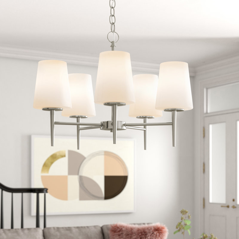 Erlandson 5 - Light Dimmable Chandelier, Satin Brass, 17.5" H x 25.25" W x 25.25" D, 100 Watt A19 Medium