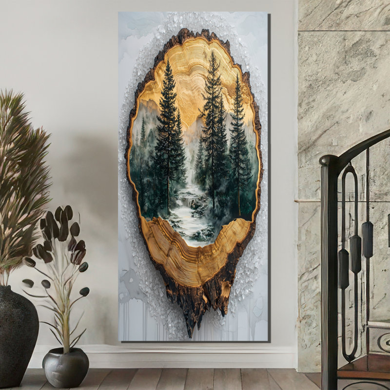 Gerrett - Paysages, art mural, salon, H 60 po x l 28 po, Toile tendue, Ne s’applique pas