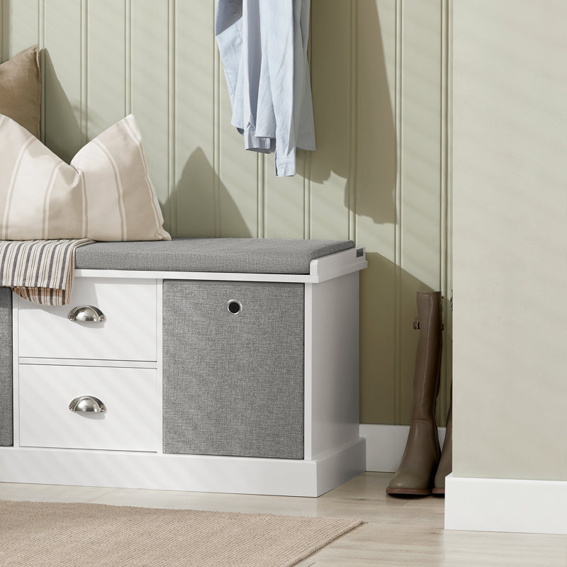 Raine Upholstered Storage Bench, White