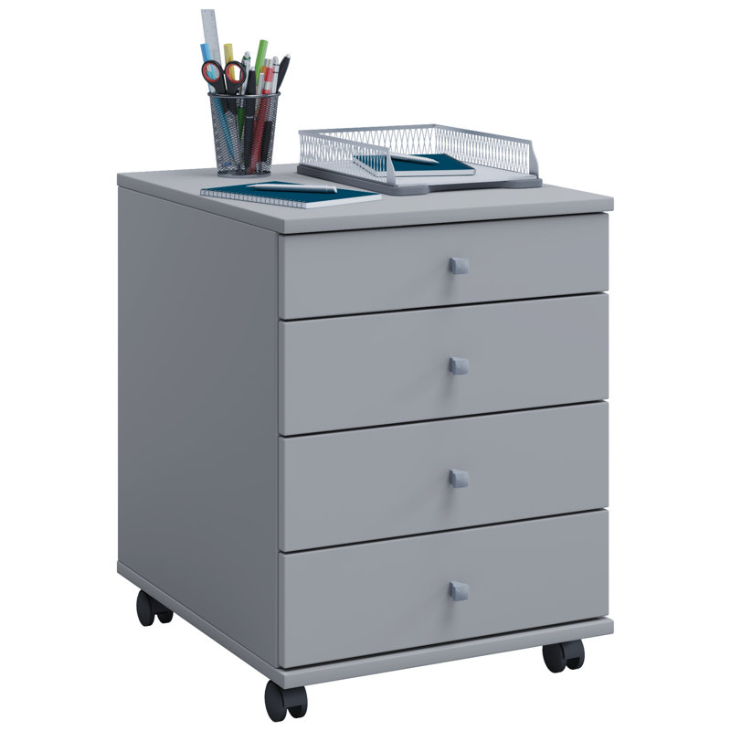 Rayiona 42cm Wide File Cabinet, 50cm H x 42cm W x 57cm D, Grey/Brown/Blue