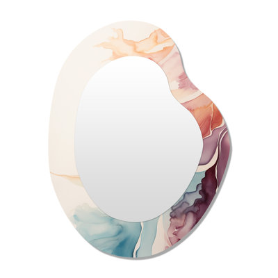 Sea Of Tranquillity Subtle Retro Pastels I - Abstract Modern Metal Decor - Asymmetrical Wall Mirror