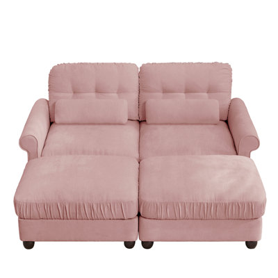 Canapé d'angle modulaire en chenille, coussin d'assise à bord froncé, accoudoirs arrondis et coussins de soutien lombaire