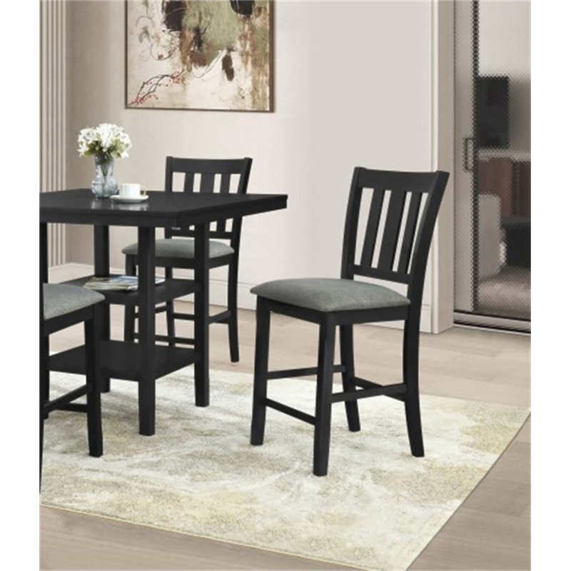 Ensemble de 2 chaises à hauteur de comptoir à dossier en lattes avec coussin rembourré, chaise d'appoint en bois d'hévéa pour plus de confort et de style
