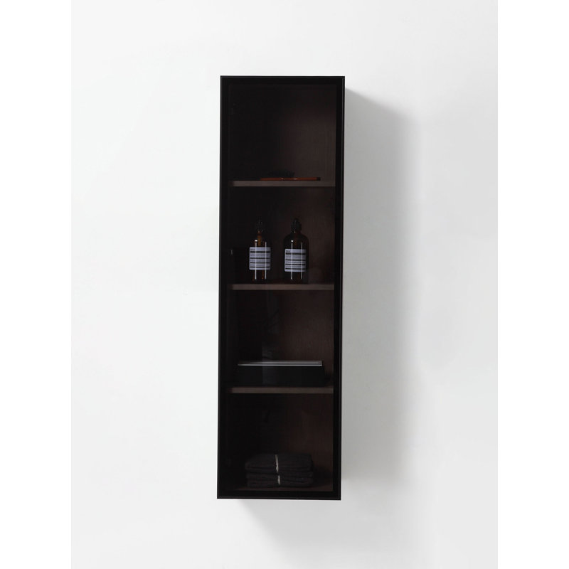 Luce 13" Wall-Mounted Side Cabinet, Chestnut Oak/Matte Black