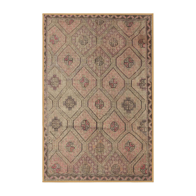 Tapis en vert clair/gris clair contemporain, Rectangle 5 pi x 7 pi