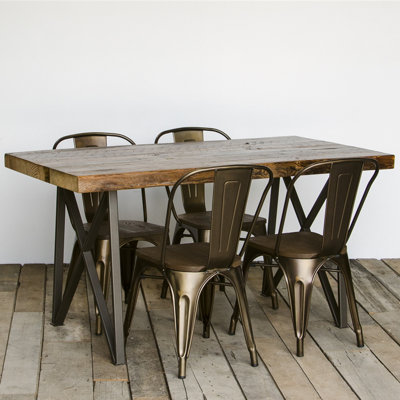 Monarch Solid Wood Top Metal Base Dining Table