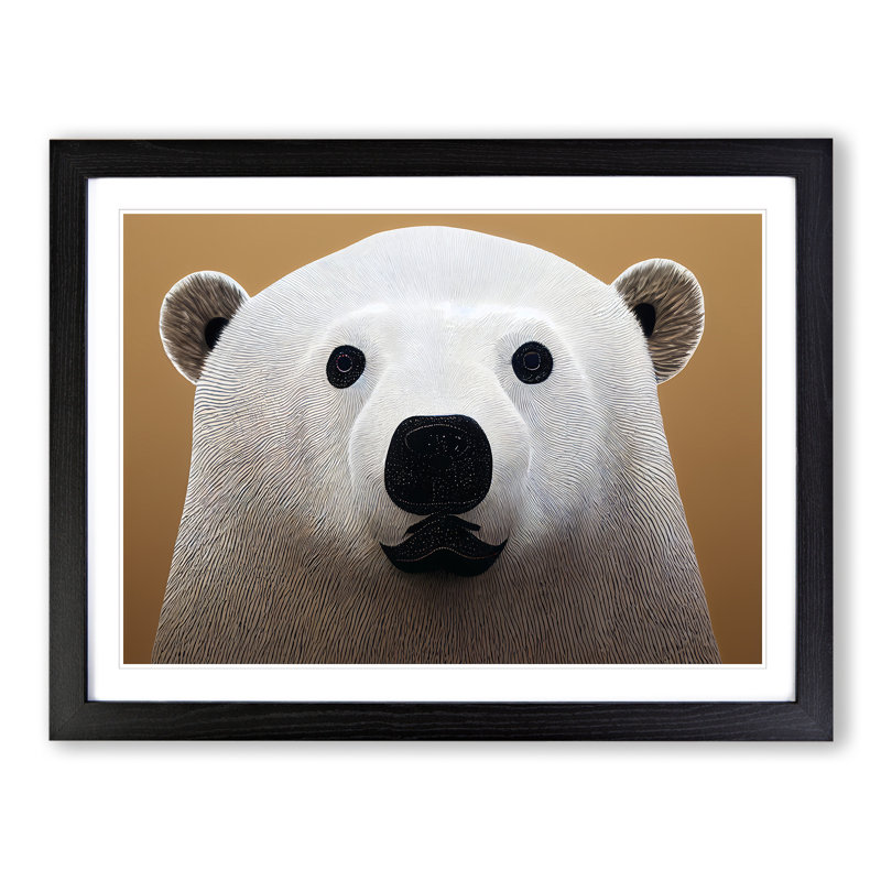 XH1022-6832X Peaceful Polar Bear Abstract - Picture Frame Print, Black, 46cm H x 64cm W x 2cm D