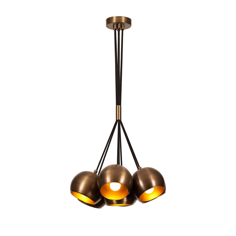 Lustre de style industriel, 17,7 po de diamètre x 42,5 po de hauteur | Longueur de câble réglable 35,4 po | Corps en métal au fini cuivre rétro | 7 x douilles E27 (40 W maximum) | Parfait pour un décor moderne et glamour scandinave