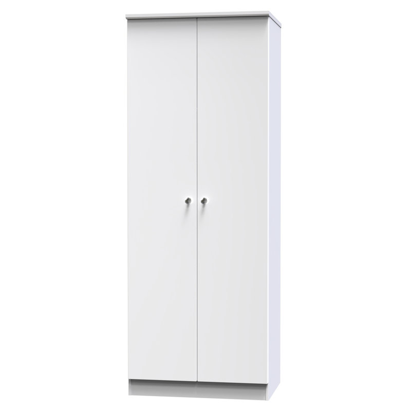 Lumiere 2 Door Wardrobe with Sensor lighting  with LED lights in White Gloss & White (Ready Assembled)