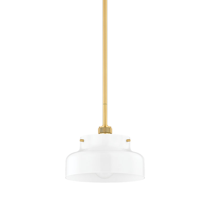 Luminaire suspendu 1 lumière Luella, Laiton vieilli, H 7,5 po x l 11 po x P 11 po