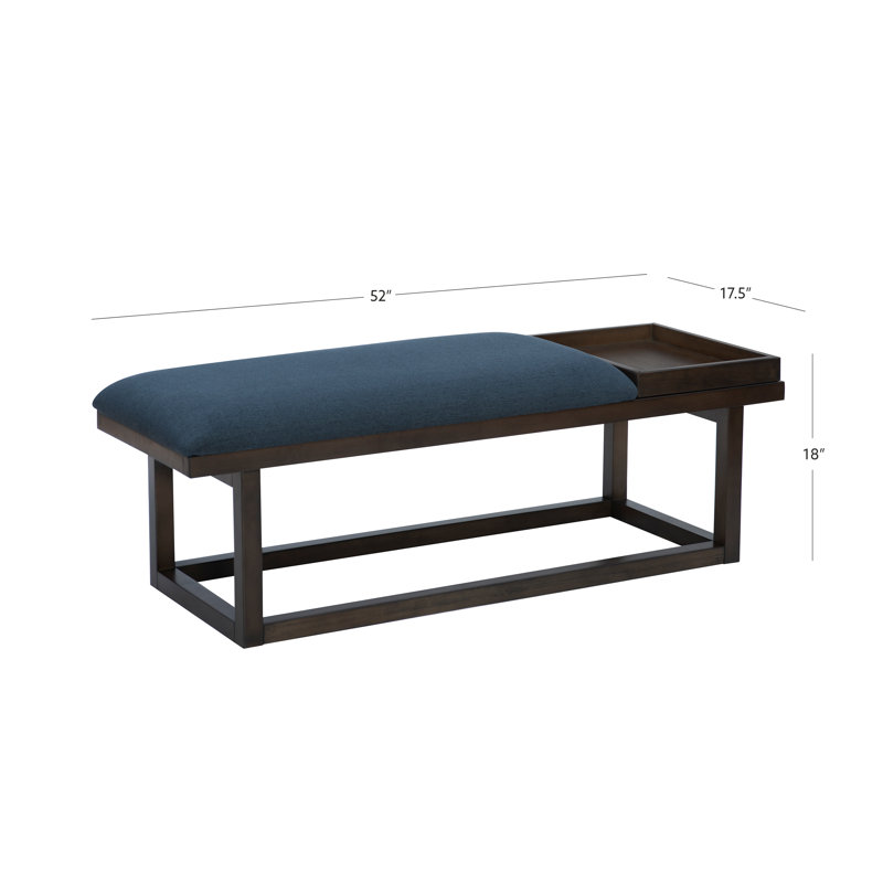 Banc rembourré avec plateau amovible, Bleu marine / brun