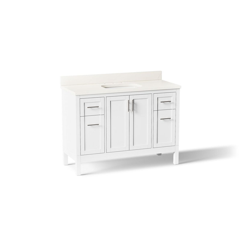 49" Single Bathroom Vanity Set, White, White