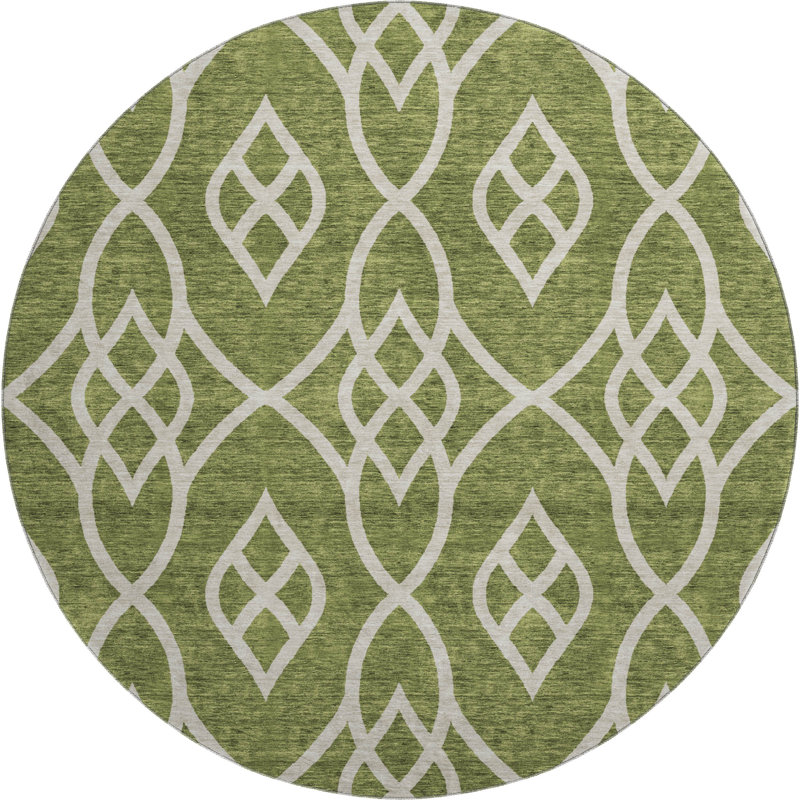 Premium Machine Washable Prisco Olive Rug, Rectangle 5' x 7'6"