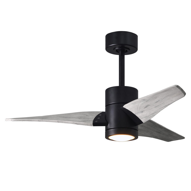 Ceiling Fan with LED Lights, Matte Black, Barn Wood Tone, 42"