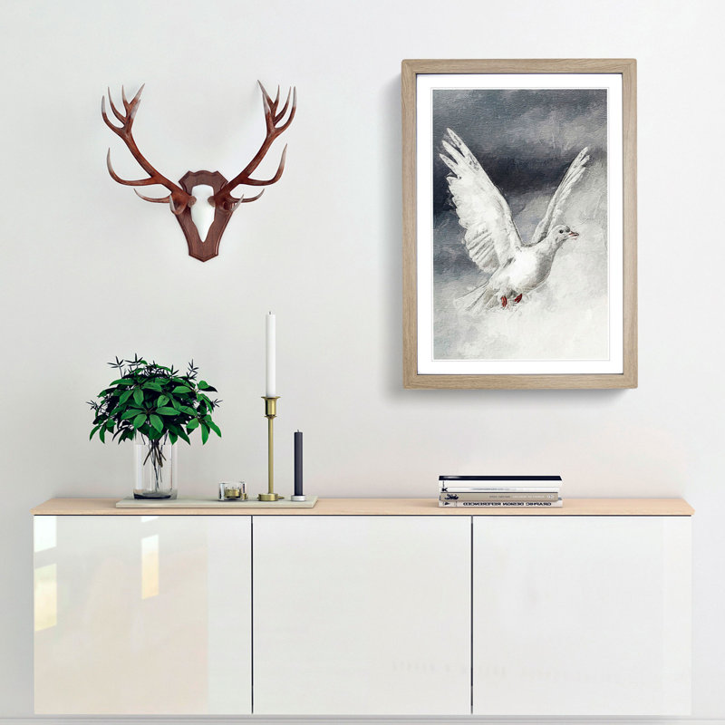 Flying Dove - Framed Print, 48cm H x 36cm W x 2cm D, Oak Framed