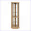 Cabinets: Vitrine de coin lumineuse avec tablettes réglables | Chêne clair | Bois aggloméré traditionnel + verre