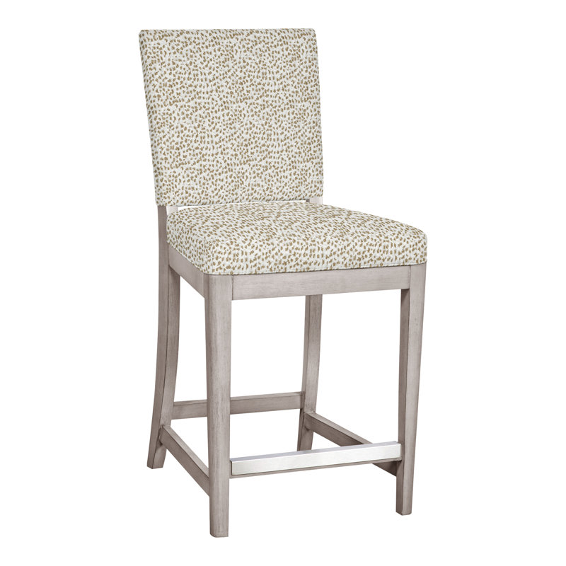 Juliet Upholstered Bar Stool with Solid Wood Frame, Worthy Snow, Dove Gray