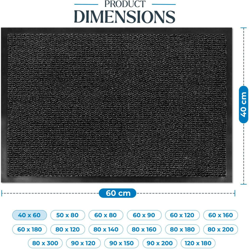 Doormat, 80cm W x 120cm L, Anthracite