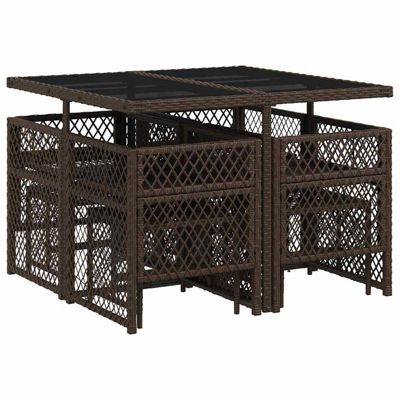 Patio Dining Set with, Cream White, Brown