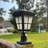 18-In Black Frozen Ice Glass Outdoor Solar Post Light Dusk-To-Dawn